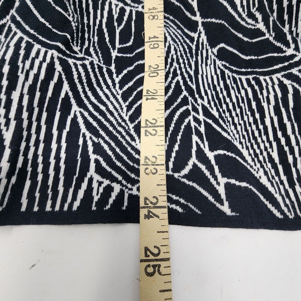 Dana Buchman Women's Medium Cardigan Sweater Black White Abstract Tie Front New - Picture 9 of 10